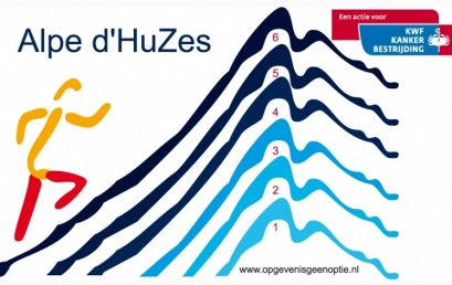 Donor promoot bloedgeven op de Alpe d’Huzes.